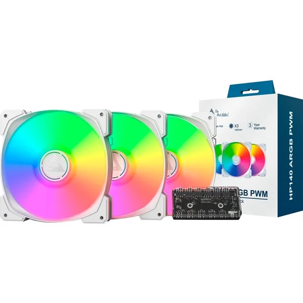 HP140 ARGB PWM white x3